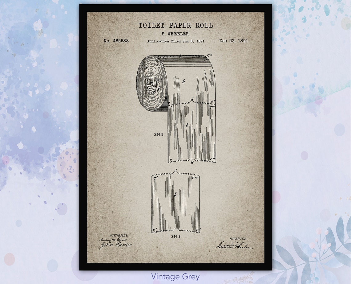 1891 Toilet Paper Roll Patent Print. Toilet Decor. Bathroom Etsy