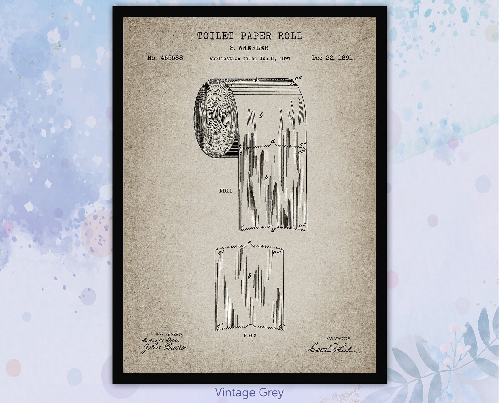 1891 Toilet Paper Roll Patent Print. Toilet Decor. Bathroom Etsy