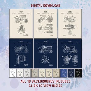 Vintage Traktor Patent Kunstdrucke: Bauernhaus Dekor Set (Digitaler Download)