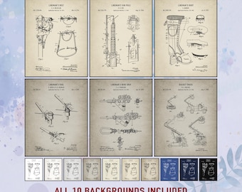 Set Of 6 Vintage Lineman Patent Print. Lineman Wall Art. Lineman Decor. Powerline Technician Electrician Gift. Man Cave Art Digital Download