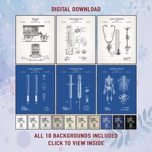 Vintage Medical Patent Art Prints: Doctor&#39;s Office Decor (Digital Download Set of 6