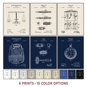Vintage Patent Kunstdrucke Drucke: Kanzlei Dekor (6er Set digitaler Download)