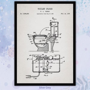 Set of 6 Vintage Bathroom Patent Print. Silver Grey Wall Art. Shower ...