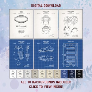 Vintage Football Patent Art Prints - Set of 6 (Digital Download