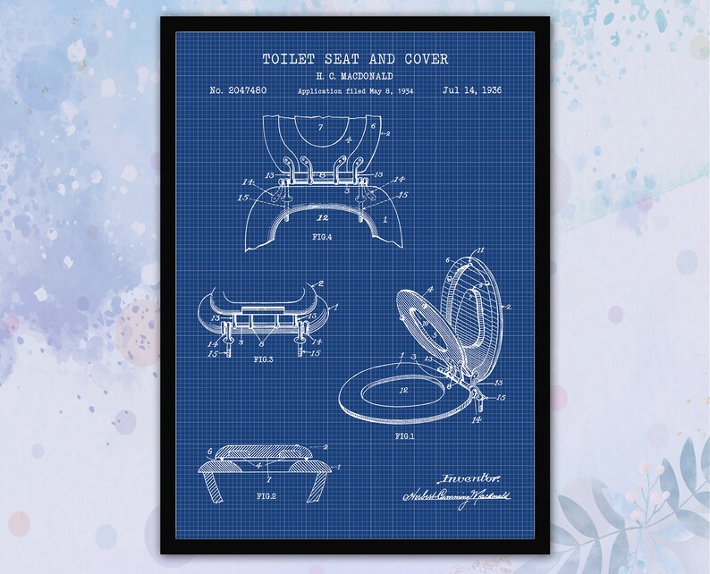 Set of 6 Vintage Bathroom Patent Print. Blueprint Wall Art. - Etsy