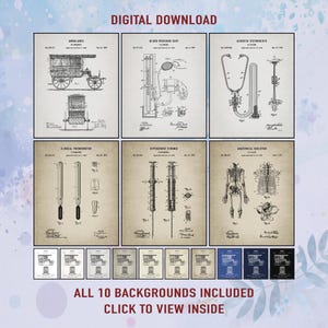 Vintage Medical Patent Prints Set: Doctor&#39;s Office Wall Art (Digital Download)