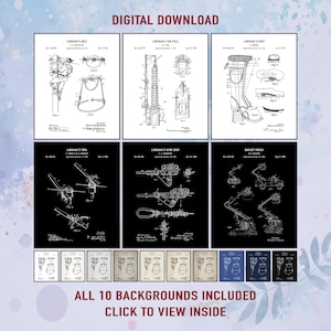 Vintage Lineman Patent Print Set: Electrician Gift, Powerline Art (Digital Download)