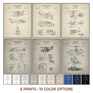 Helicopter Patent Art Prints: Aviation Blueprint Set (Digital Download)