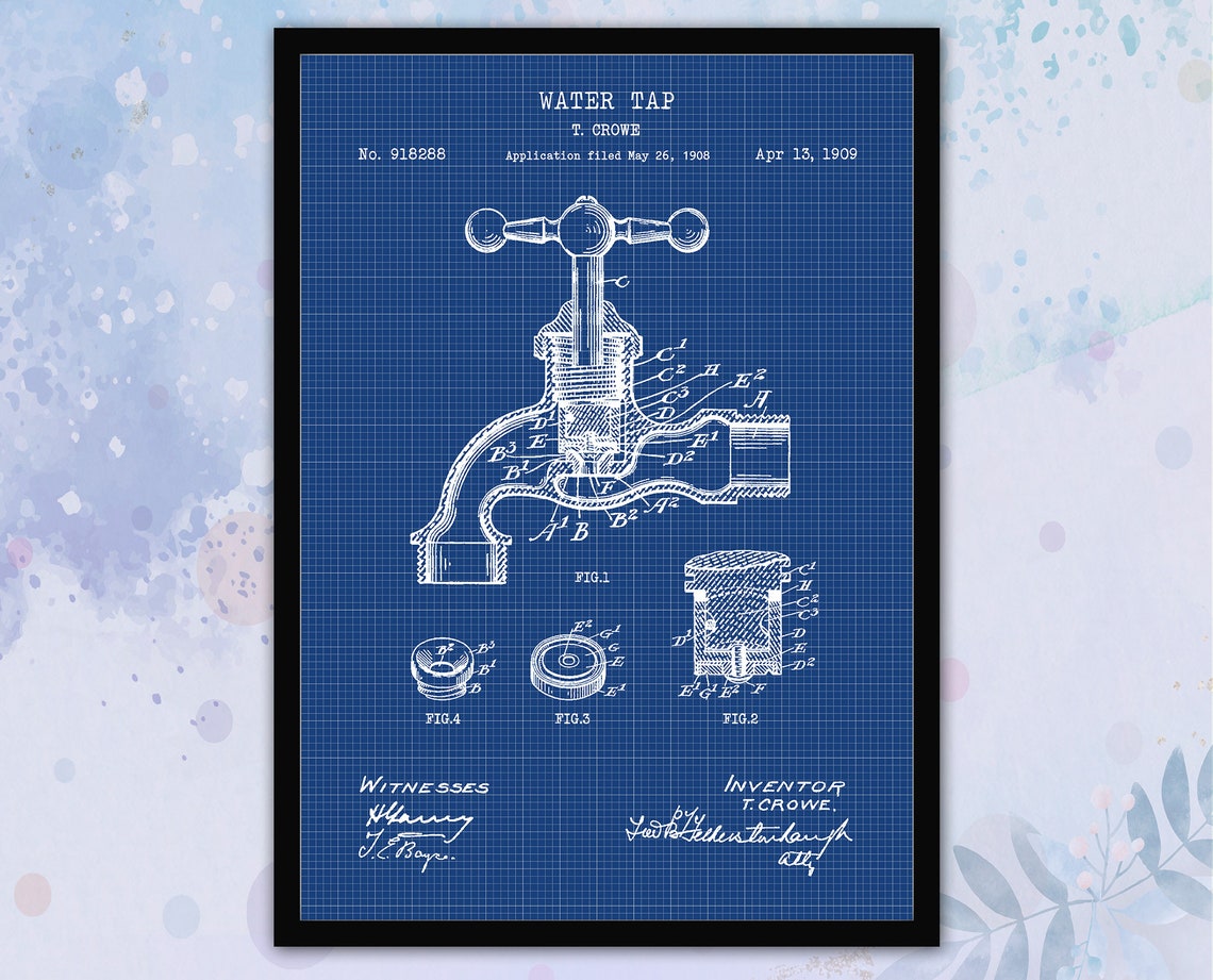 Set of 6 Vintage Bathroom Patent Print. Blueprint Wall Art. - Etsy