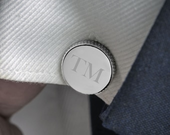 Personalized Silver Cufflinks | Engraved Initial Wedding Gift