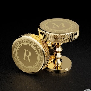 Personalised Gold Cufflinks | Groom Wedding Cufflinks | Wedding Party Gifts For Men - Anniversary Gifts For Men - Gift For Husband