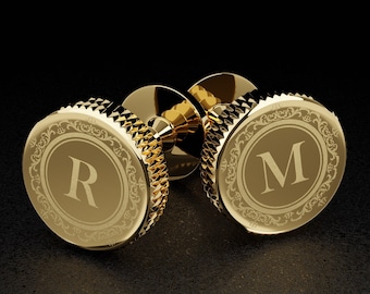 Personalised Gold Cufflinks – Gold Plated Cufflinks | Unique jewelry | Gifts For Him - Gifts For Dad - Best Man Gift - Birthday Gift