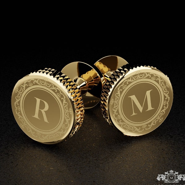 Boutons de manchette dorés personnalisés – Boutons de manchette plaqués or | Bijoux uniques | Cadeaux pour lui - Cadeaux pour papa - Cadeau pour homme - Cadeau d'anniversaire