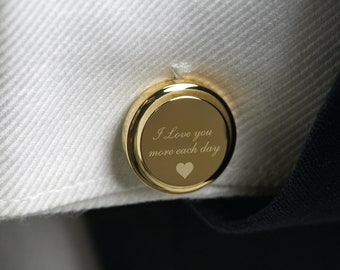 Personalised Gold Cufflinks | Groom Wedding Cufflinks | Wedding Party Gifts For Men - Anniversary Gifts For Men - Gift For Husband