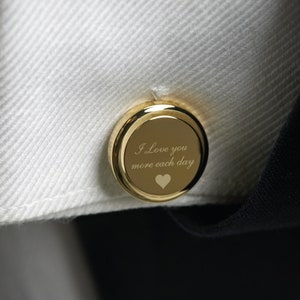 Personalised Gold Cufflinks | Groom Wedding Cufflinks | Wedding Party Gifts For Men - Anniversary Gifts For Men - Gift For Husband
