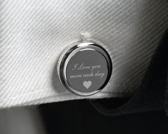 Engraved Silver Cufflinks Boyfriend Gift  - Fathers Day Gifts