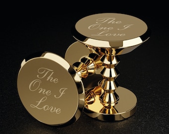 Personalized Engraved Gold Cufflinks - Custom Gift for Him