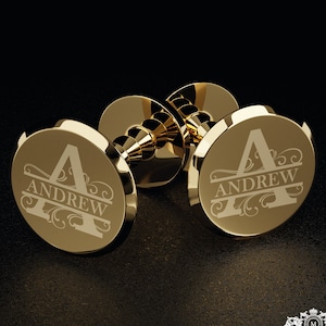 Personalised Gold Cufflinks – Gold Plated Cufflinks | Unique jewelry | Gifts For Him - Gifts For Dad - Best Man Gift - Birthday Gift