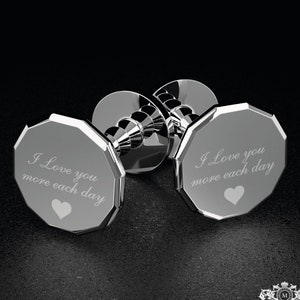 Regalo personalizado de San Valentín para él / Regalo personalizado de San Valentín / Regalo personalizado / Gemelos de plata / Novio / Regalo de San Valentín Marido