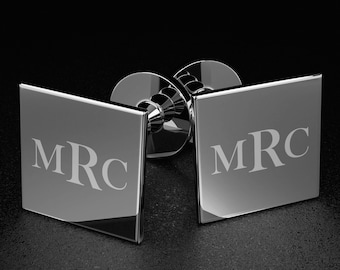 Personalized Silver Cufflinks | Engraved Initial Wedding Gift