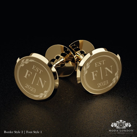 Personalised Gold Cufflinks Groom Wedding Cufflinks Wedding Party
