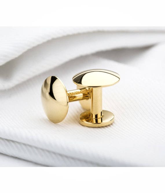 Select Gifts Pair Gold-Tone Oval Polished Classic Cufflinks Optional Engraved Personalised Box