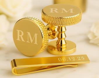 Father of the Bride Cufflinks, Personalised Gold Wedding Gift