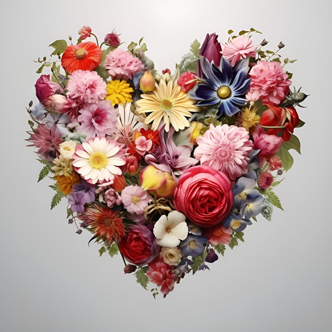 Floral Heart Wall Decor Wall Art Digital Print Etsy