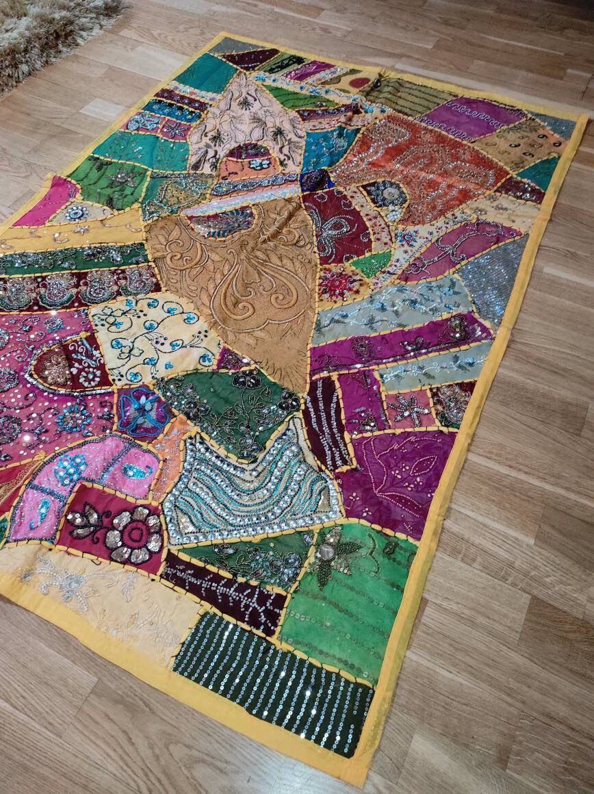 Indian Handmade Tapestry Indian Throw Wall Decor Art Etsy