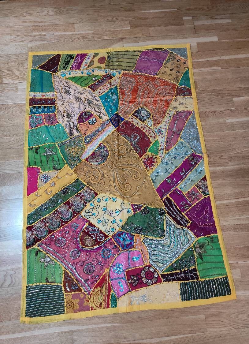 Indian Handmade Tapestry Indian Throw Wall Decor Art Etsy