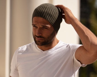 Mens cashmere lightweight beanie