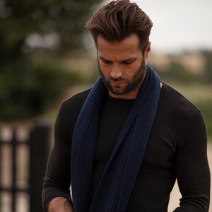 Mens Cashmere scarf, luxury ribbed cashmere scarf