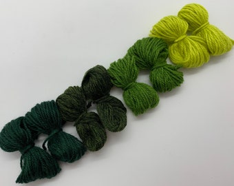 Pure cashmere darning yarn in various shades of green, green thread, cashmere thread, darning thread, cashmere repair