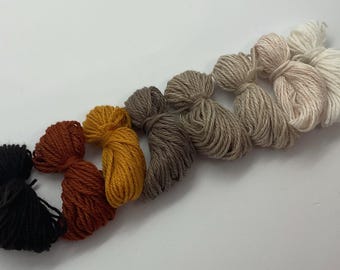 Pure cashmere darning yarn in various shades, brown to beige cashmere darning yarn