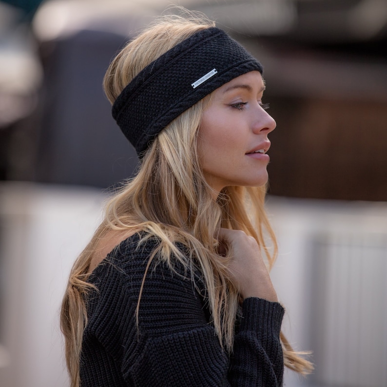Ladies Black Cashmere Ear Warmer / Headband Etsy UK