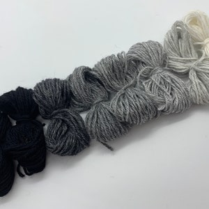 Pure cashmere darning yarn in various shades of black, through greys to cream thread, cashmere thread, darning thread, cashmere repair image 5