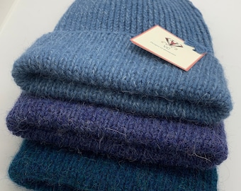 Unisex alpaca cashmere beanie hat - blue beanie, knitted beanie hat, cashmere hat, mens cashmere beanie, alpaca beanie, mens alpaca beanie