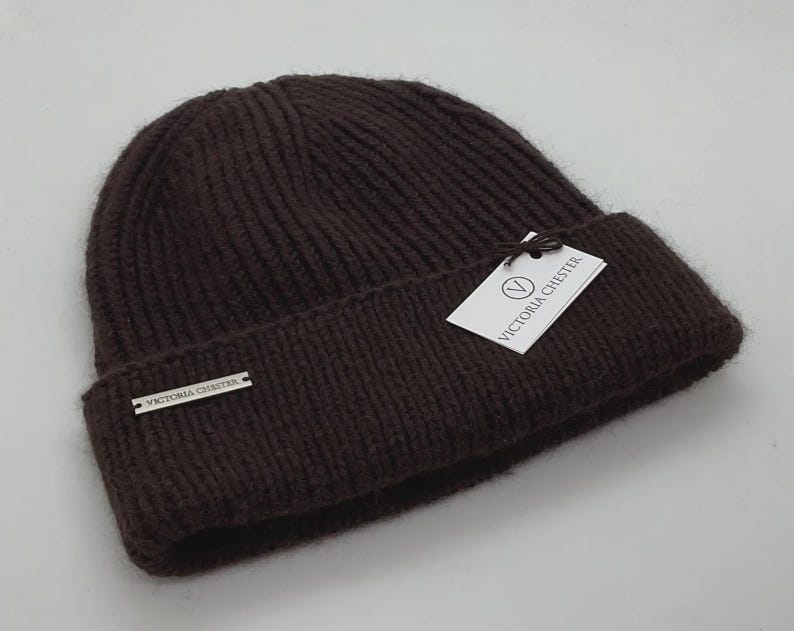 Men’s cashmere hat, cashmere beanie, mens hat, mens beanie, cashmere hat for men, cashmere hat, knitted hat, mens knitted hat Dark Chocoate Brown