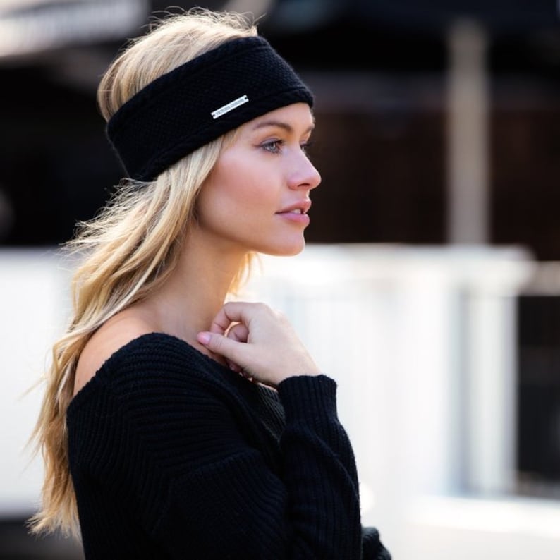 Ladies Black Cashmere Ear Warmer / Headband Etsy UK