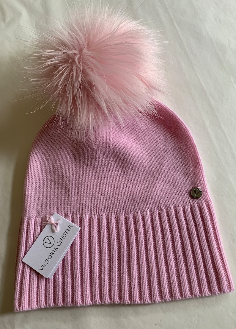 Lightweight cashmere Pom Pom hat, cashmere hat, cashmere Pom Pom, cashmere beanie Pink