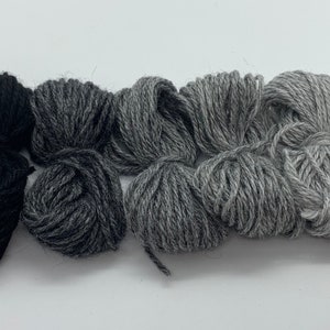 Pure cashmere darning yarn in various shades of black, through greys to cream thread, cashmere thread, darning thread, cashmere repair zdjęcie 3