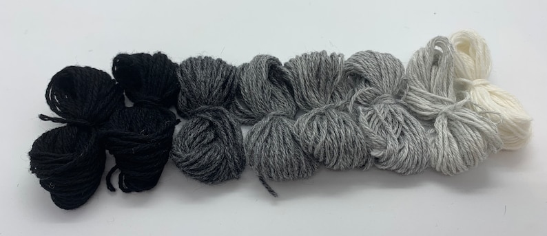 Pure cashmere darning yarn in various shades of black, through greys to cream thread, cashmere thread, darning thread, cashmere repair image 3