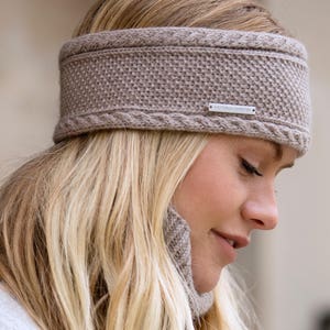 Ladies cashmere ear warmer / headband Taupe