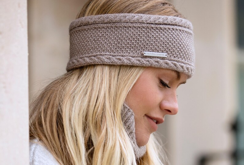 Ladies cashmere ear warmer / headband Taupe