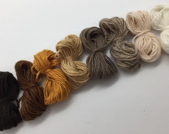 Pure cashmere darning yarn in various shades, brown to beige cashmere darning yarn