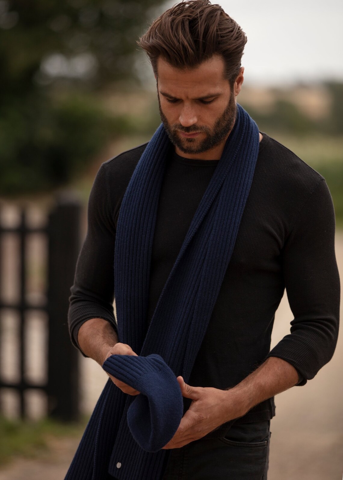 Mens Cashmere Scarf Luxury Ribbed Cashmere Scarf - Etsy
