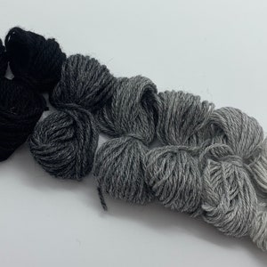 Pure cashmere darning yarn in various shades of black, through greys to cream thread, cashmere thread, darning thread, cashmere repair image 7