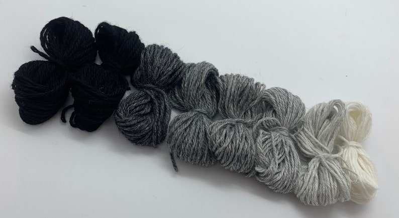 Pure cashmere darning yarn in various shades of black, through greys to cream thread, cashmere thread, darning thread, cashmere repair imagem 7