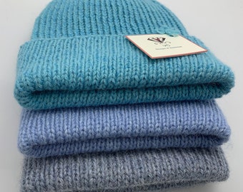 Unisex alpaca cashmere beanie hat - blue beanie, knitted beanie hat, cashmere hat, mens cashmere beanie, alpaca beanie, mens alpaca beanie