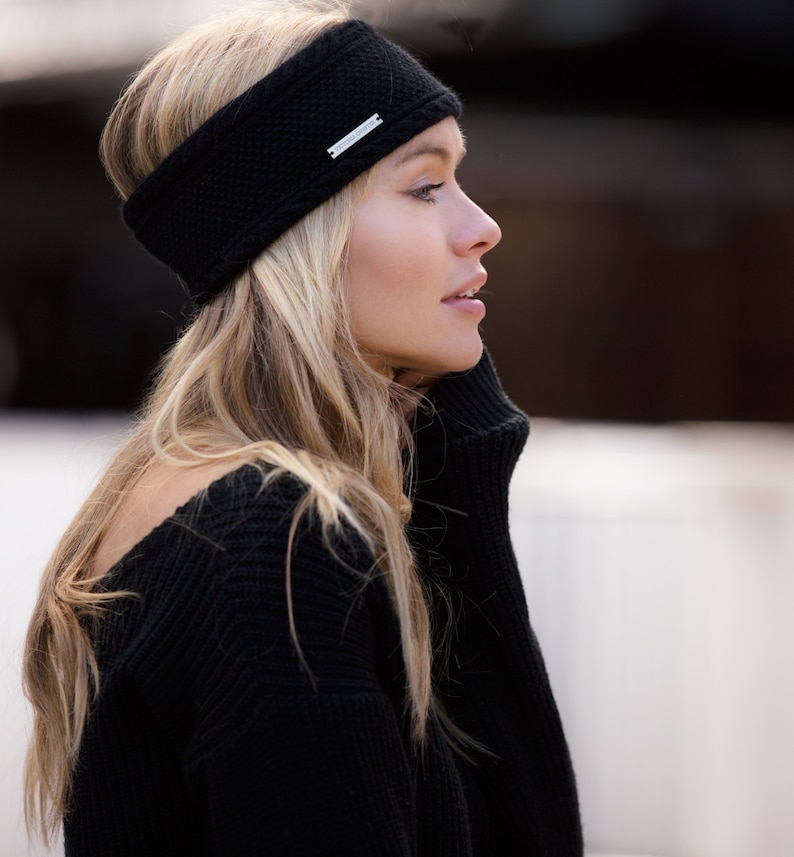 Ladies Black Cashmere Ear Warmer / Headband Etsy UK